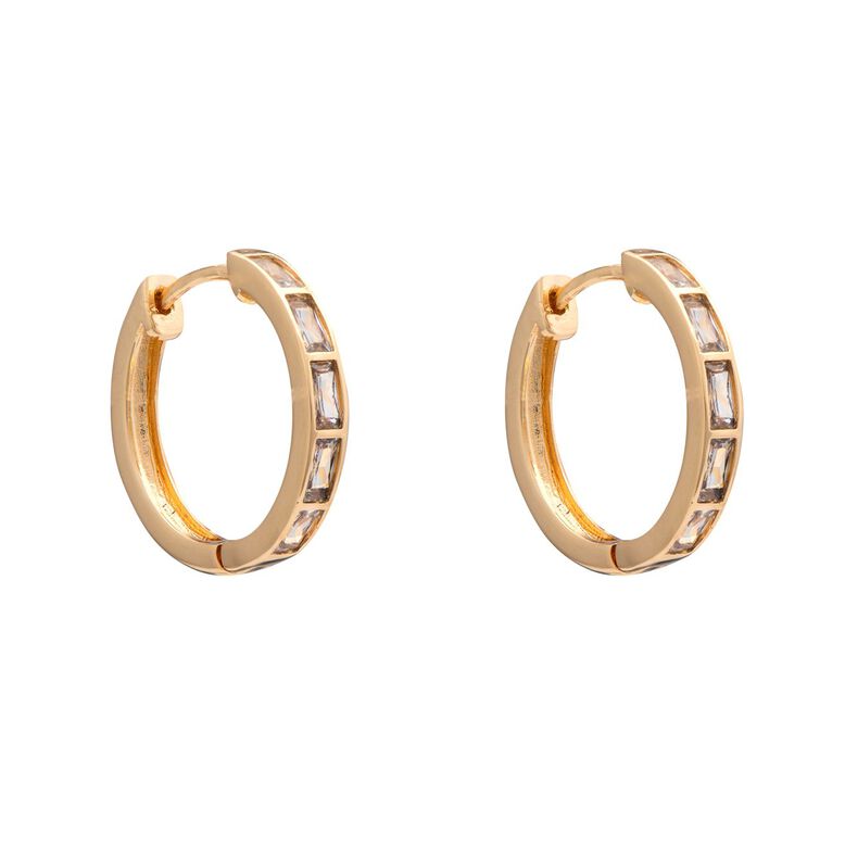 Baguette Cut Hoop Earring  - Gold, , hi-res