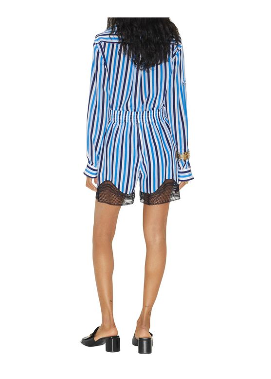 Lace Trim Striped Silk Shorts, , hi-res