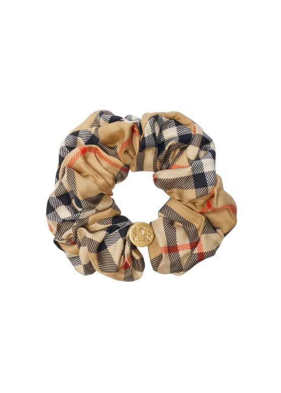 Check Silk Scrunchie, , hi-res