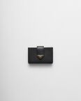 Saffiano and smooth leather card holder