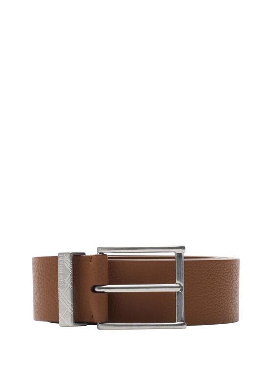 Leather Engraved Check Belt, , hi-res