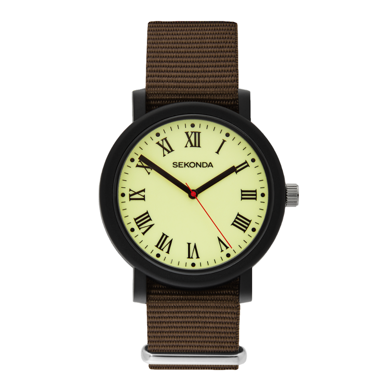 Men's Pilot Watch Nylon Strap - Brown, , hi-res