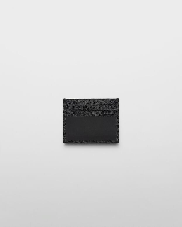 Re-Nylon and Saffiano leather card holder, , hi-res