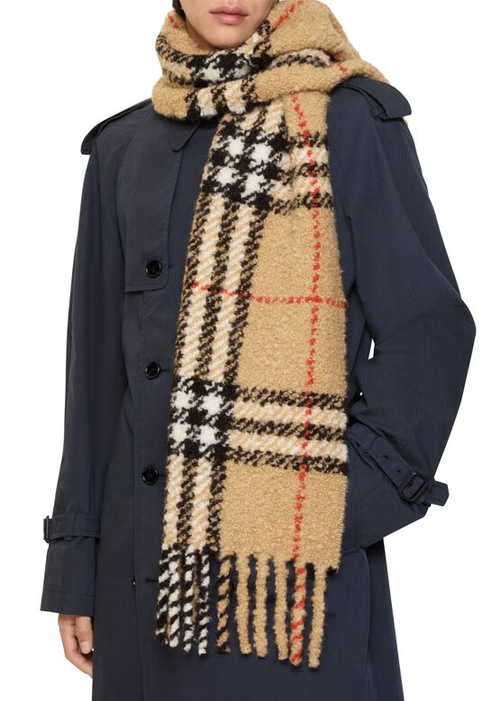 Check Alpaca Wool Blend Boucl&eacute; Scarf, , hi-res