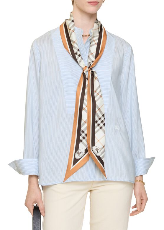 Skinny Check Knight Stamp Silk Scarf, , hi-res