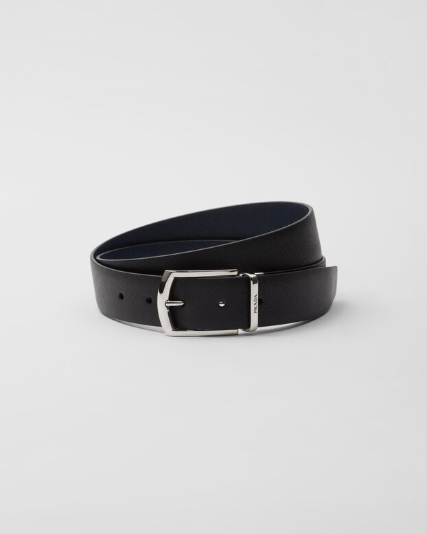 Reversible Saffiano leather belt, , hi-res