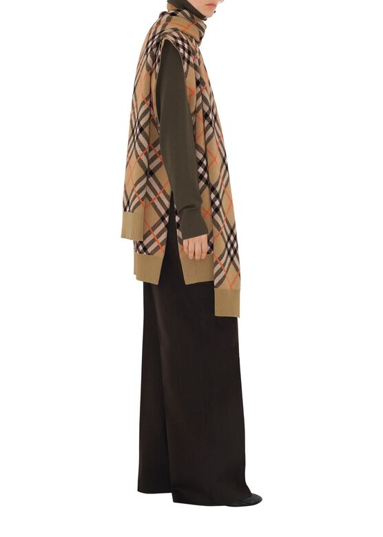 Check Wool Mohair Blend Cape, , hi-res