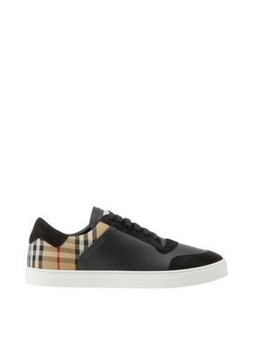 Leather, Suede and Check Sneakers