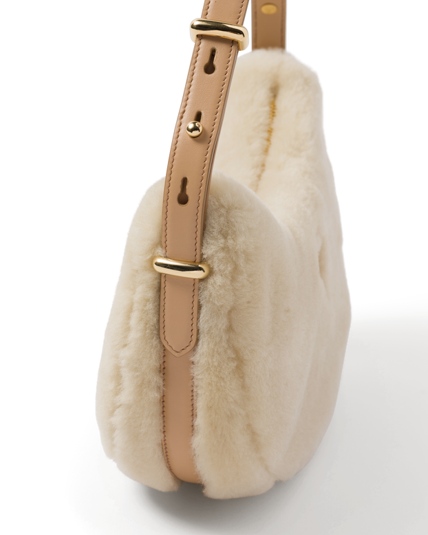 Prada Arqu&eacute; shearling and leather shoulder bag, , hi-res