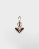Saffiano leather and metal keychain, , hi-res