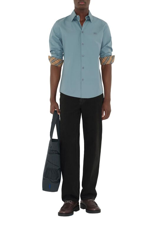 Slim Fit Cotton Poplin Shirt, , hi-res