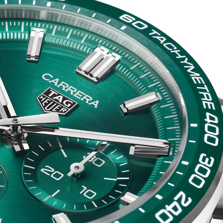 Carrera Chronograph 44mm Mens Watch Green Stainless Steel, , hi-res