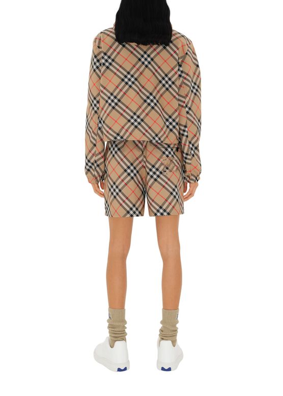 Cropped Reversible Check Hooded Jacket, , hi-res
