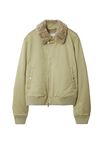 Shearling Collar Cotton Bomber Jacket