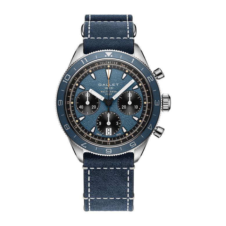 Multichron Pilot Chronograph Automatic 42mm Unisex Watch Blue Dial Fabric, , hi-res