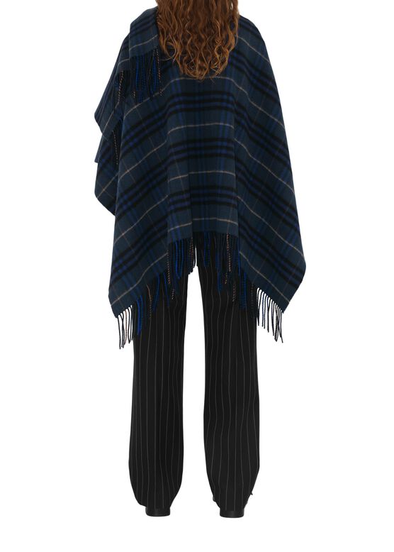 Check Wool Cashmere Cape, , hi-res