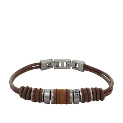Gt Bracelet Rondell Leather Silver Sst