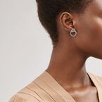 Tiffany Victoria&reg; diamond vine circle earrings in platinum, small, , hi-res