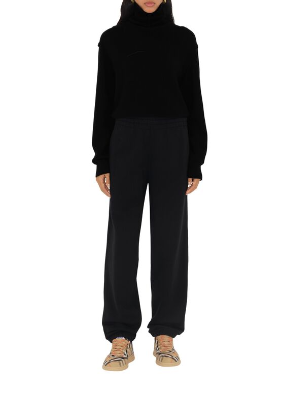 Check Label Cotton Jogging Pants, , hi-res