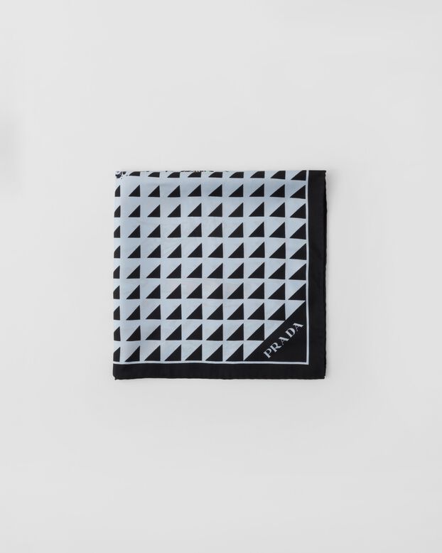 Printed silk twill scarf 55, , hi-res