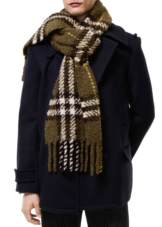 Check Alpaca Wool Blend Boucl&eacute; Scarf, , hi-res
