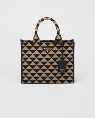 Small Prada Symbole embroidered fabric handbag