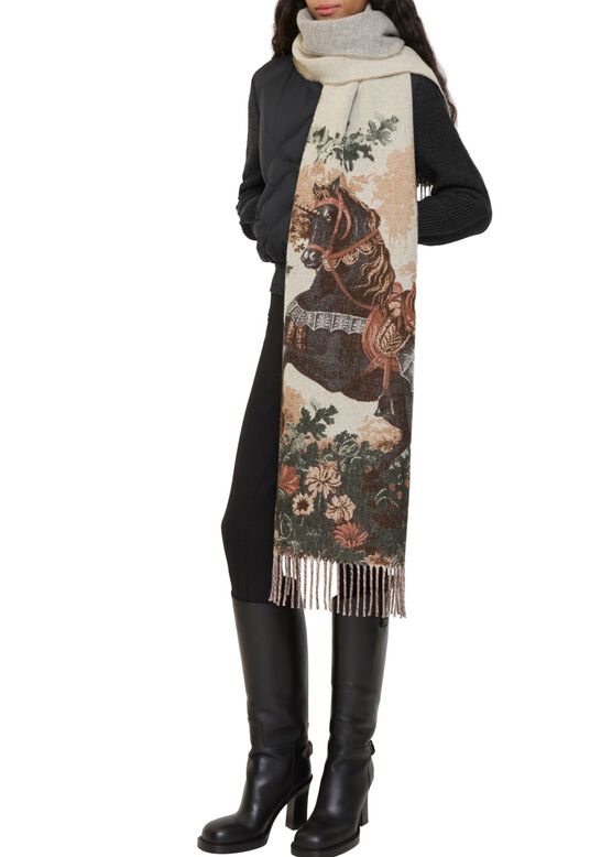 Stallion Portrait​ Cashmere Scarf, , hi-res