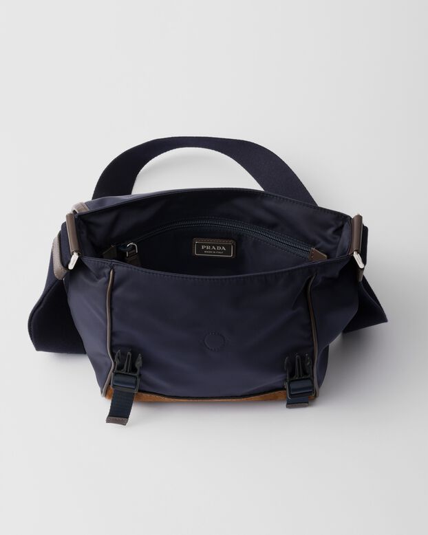 Medium Re-Nylon and leather shoulder bag, , hi-res