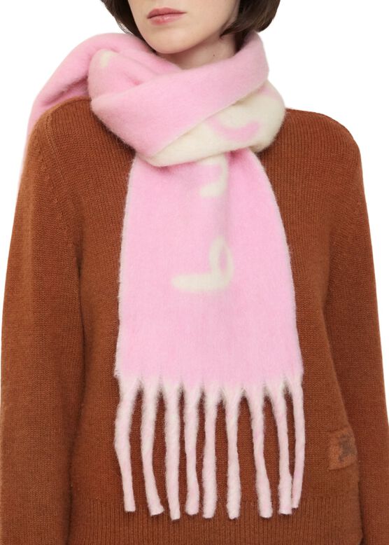 Reversible Logo Alpaca Wool Blend Scarf, , hi-res