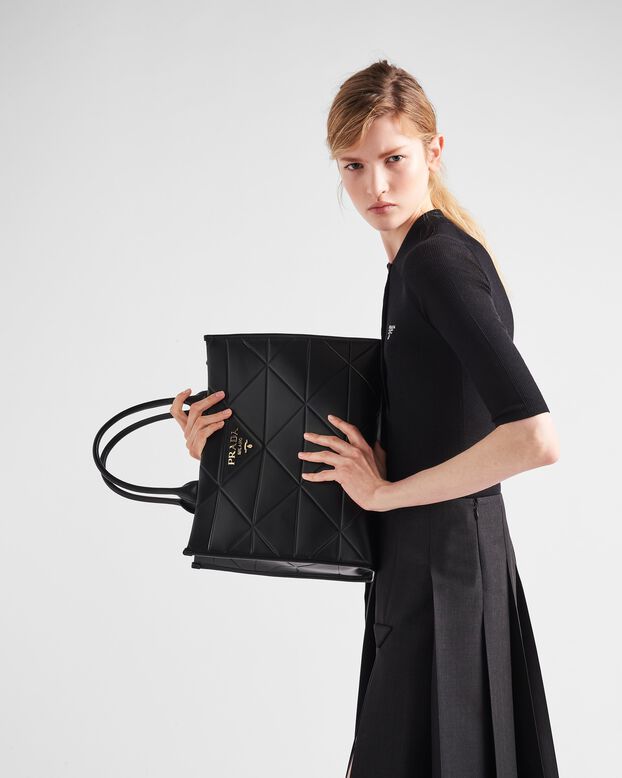 Large leather Prada Symbole bag with topstitching, , hi-res