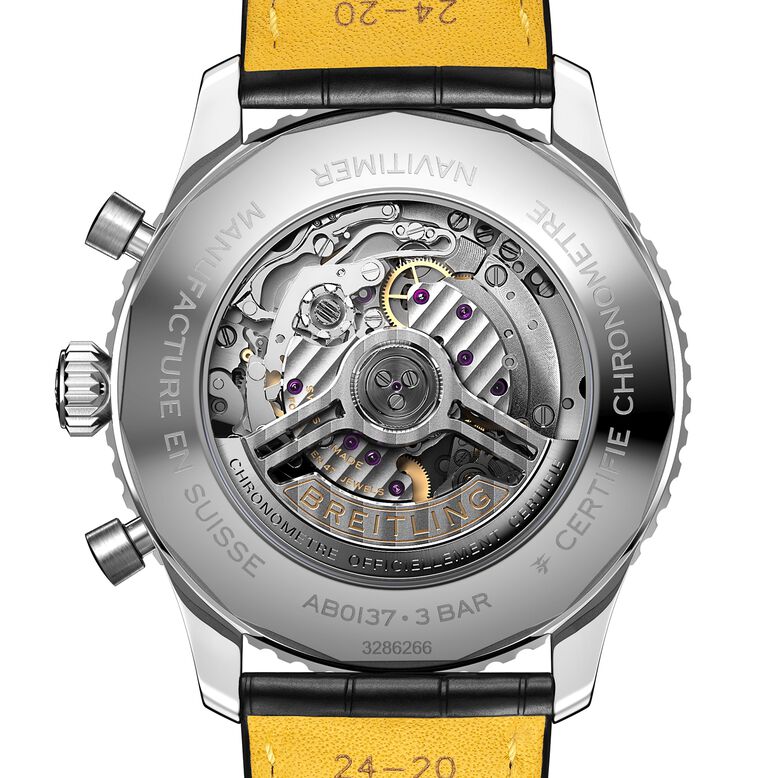 Navitimer B01 Chronograph 46 Stainless Steel Leather Strap Watch, , hi-res