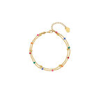 Double Chain Rainbow Enamel Beaded Bracelet 