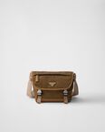 Re-Nylon and leather shoulder bag