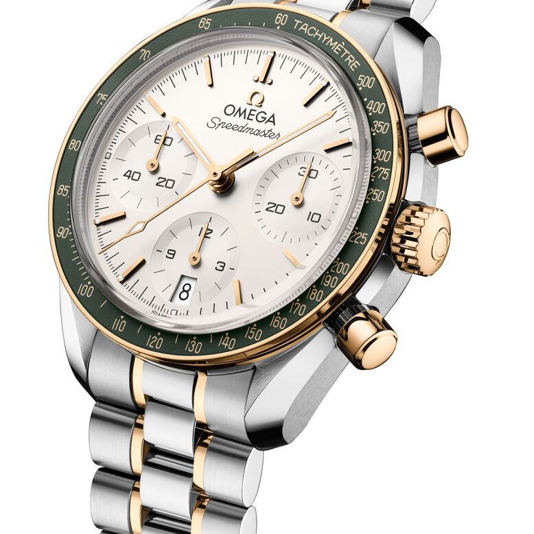 Speedmaster 38mm Mens Silver Dial Moonshine Gold on Steel Watch, , hi-res