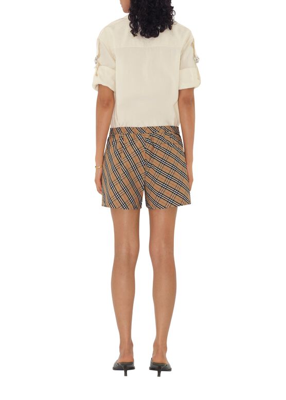 Check Cotton Pyjama Shorts, , hi-res