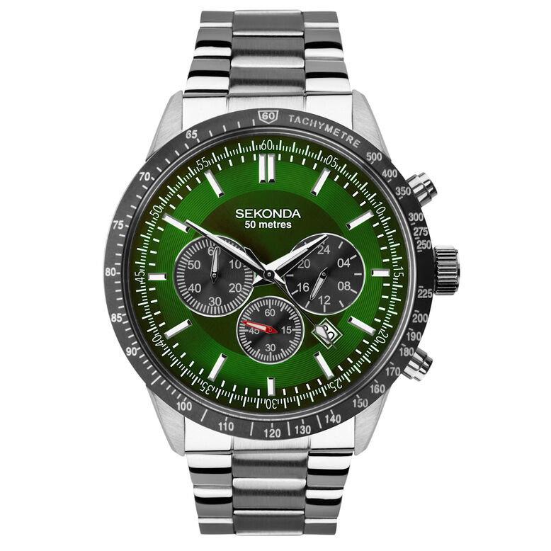 Steel Bracelet Green Dial Watch, , hi-res