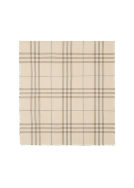 Wide Reversible Check Wool Silk Scarf, , hi-res