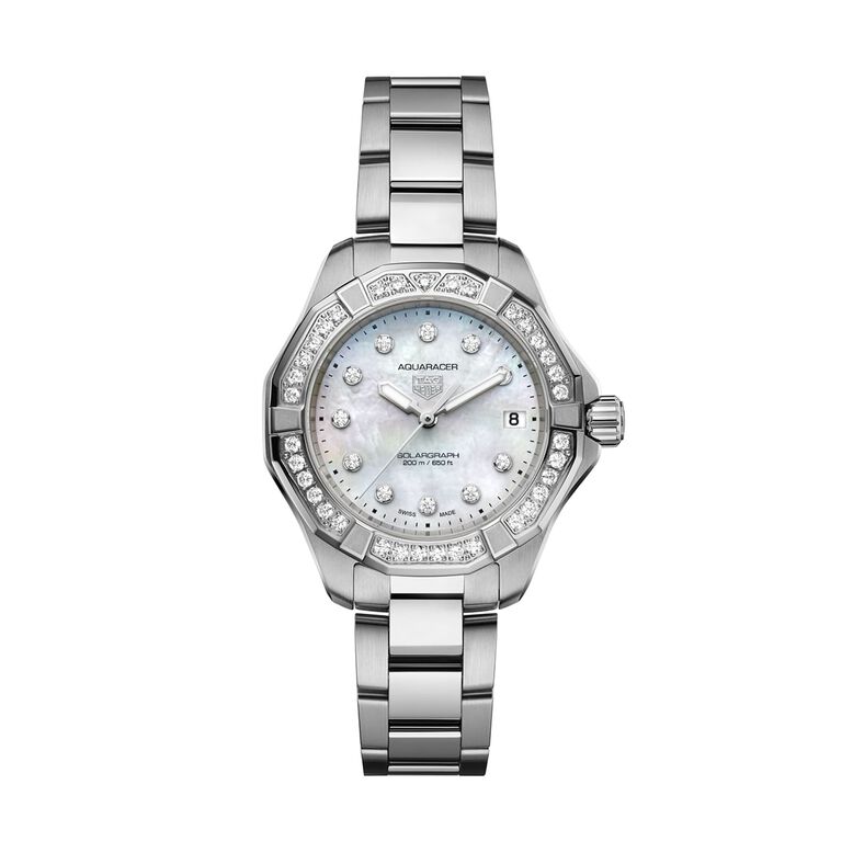 Aquaracer Professional 200 Solargraph 34mm Ladies Watch Mother Of Pearl Diamonds, , hi-res