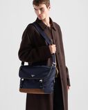 Large Re-Nylon and leather shoulder bag, , hi-res