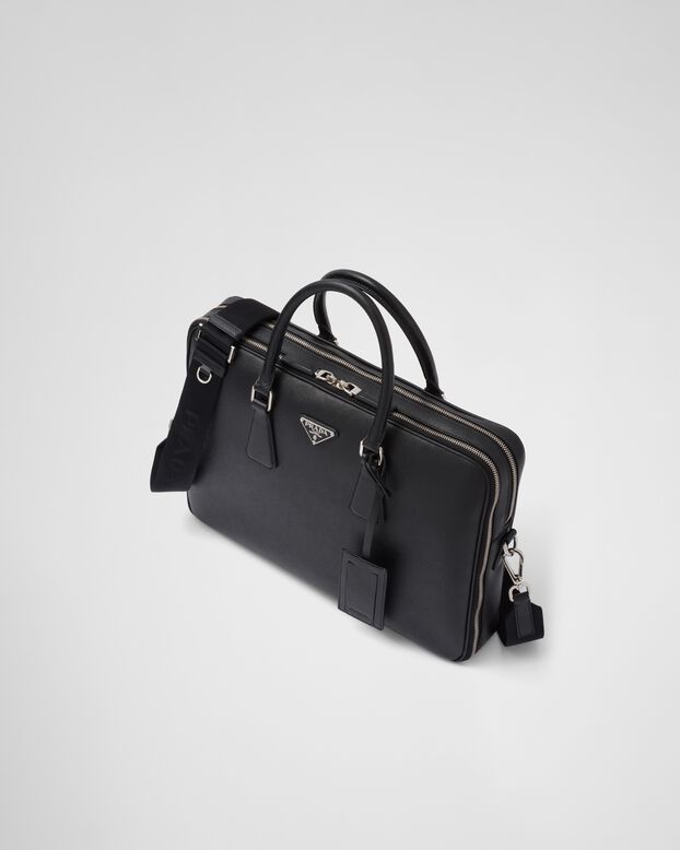Saffiano leather briefcase, , hi-res