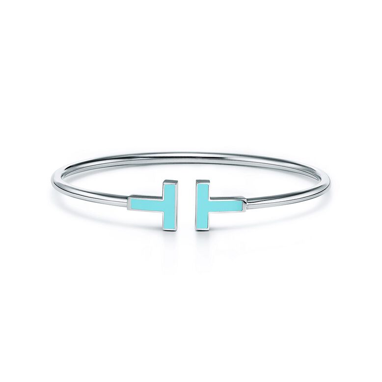 Tiffany T Turquoise Wire Bracelet in White Gold - Size Medium, , hi-res