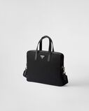 Re-Nylon and Saffiano leather briefcase, , hi-res