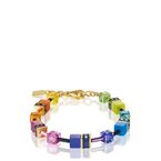 Geocube Yellow Gold Plated Multi-Coloured Crystal Bracelet - Multicolour Rainbow-Gold 2