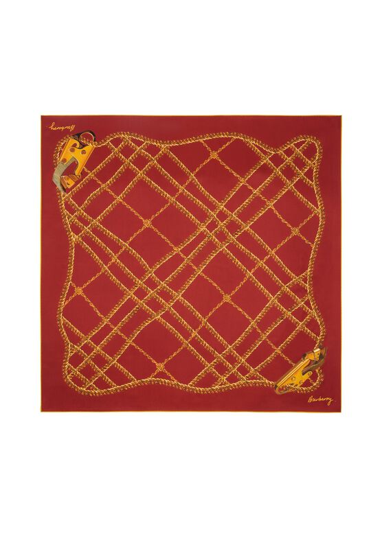 Chain Check Silk Scarf, , hi-res
