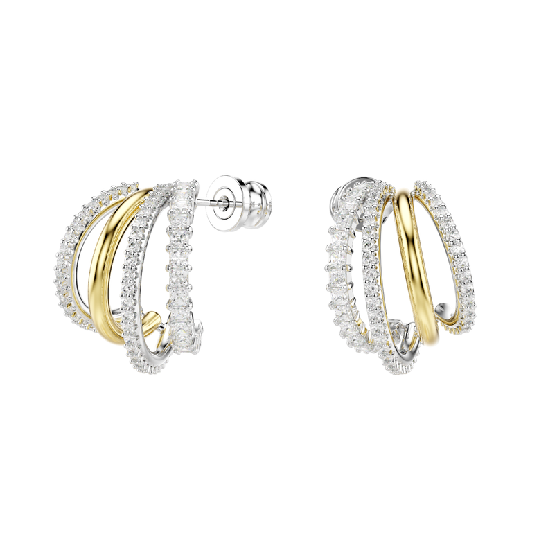 Hyperbola Mixed 4 Hoop Earrings - White Mixed Metal, , hi-res