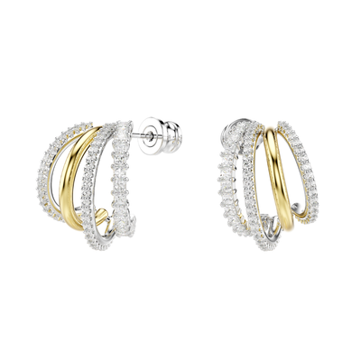 Hyperbola Mixed 4 Hoop Earrings - White Mixed Metal,