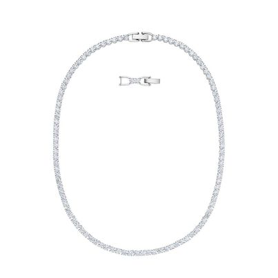 Tennis Deluxe White Plated Necklace, , hi-res
