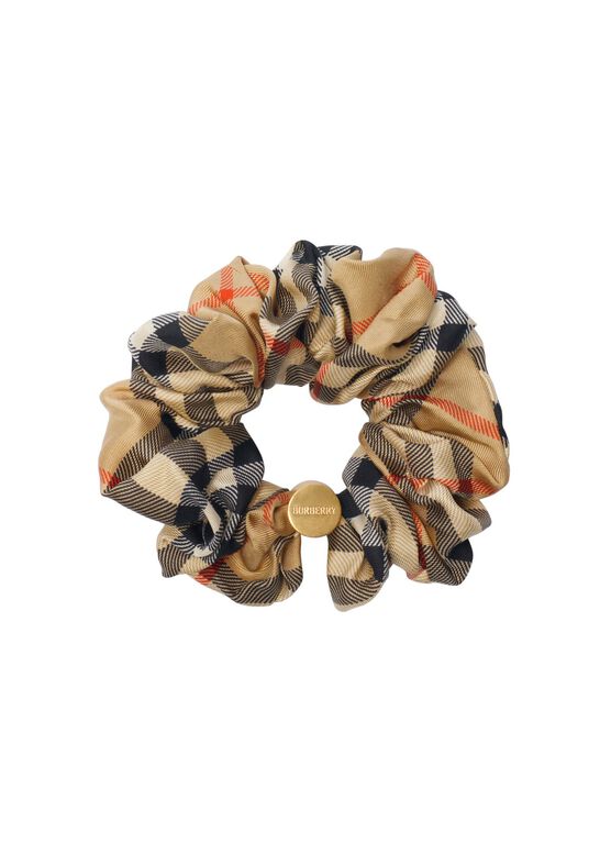 Check Silk Scrunchie, , hi-res