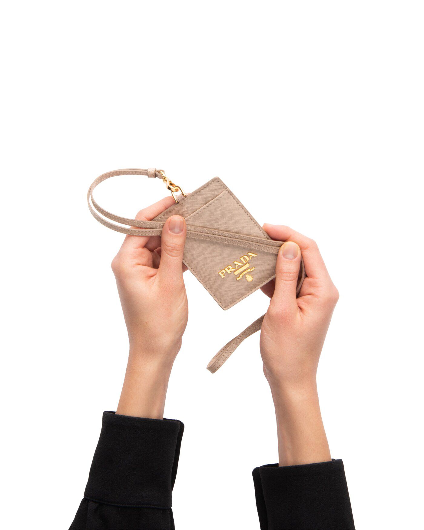 saffiano leather badge holder