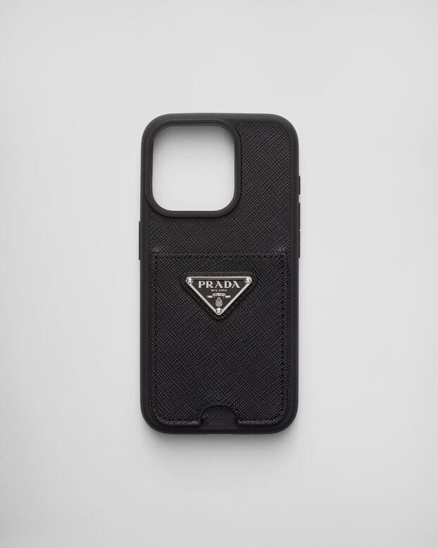 Saffiano leather cover for iPhone 15 Pro, , hi-res